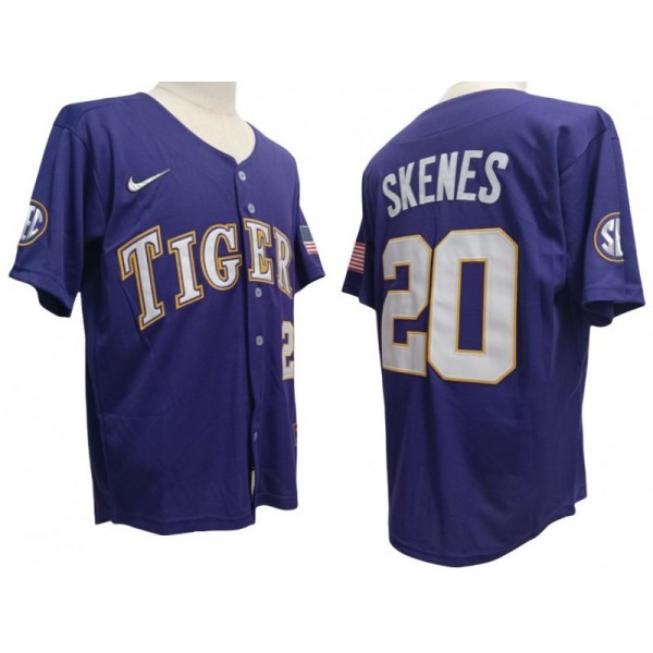 LSU Tigers #20 Paul Skenes Purple Baseball Jersey