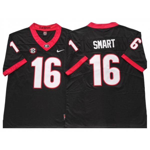 NCAA Georgia Bulldogs #16 Kirby Smart Black College Football Jersey