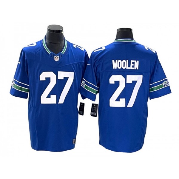 Seattle Seahawks #27 Riq Woolen Royal Throwback Vapor F.U.S.E. Limited Jersey