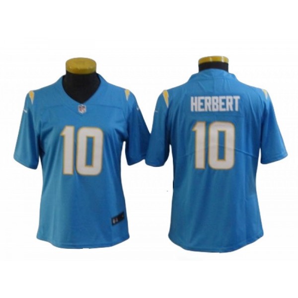 Los Angeles Chargers #10 Justin Herbert Women's Powder Blue Vapor Limited Jersey