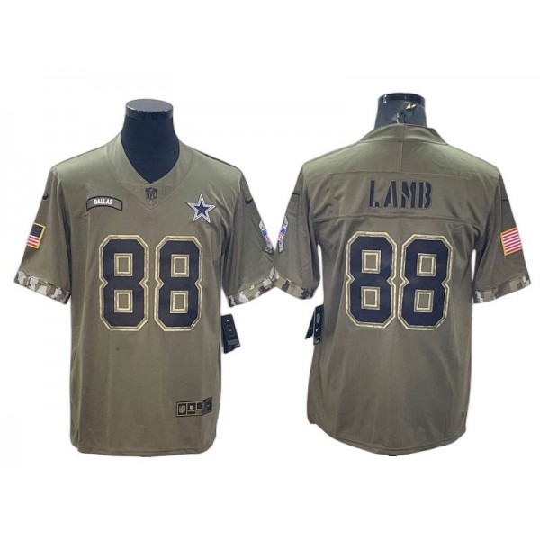 Dallas Cowboys #88 CeeDee Lamb 2022 Olive Salute To Service Limited Jersey