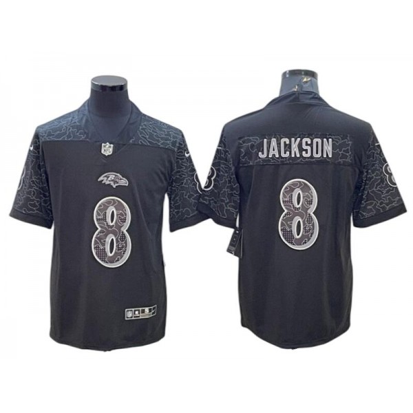 Baltimore Ravens #8 Lamar Jackson Black RFLCTV Limited Jersey