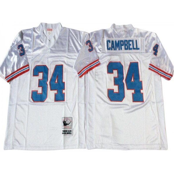 Houston Oilers #34 Earl Campbell White 1980 Throwback Jersey