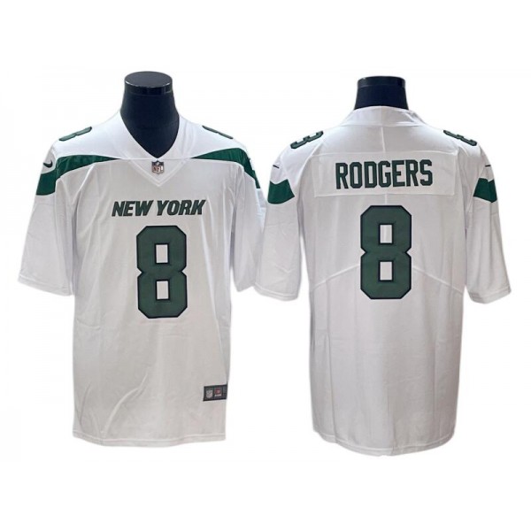 New York Jets #8 Aaron Rodgers White Vapor Limited Jersey