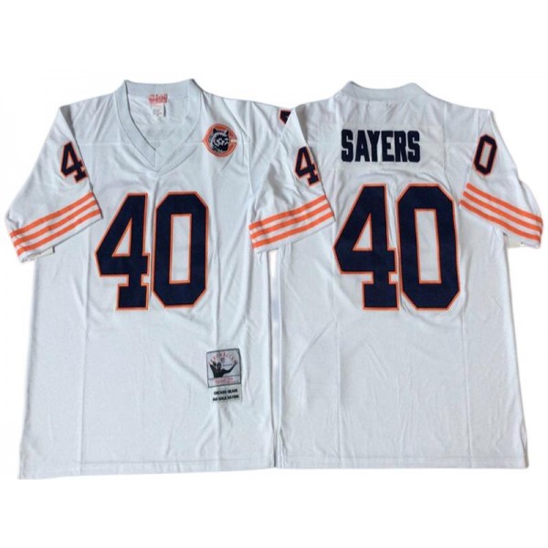 Chicago Bears #40 Gale Sayers Throwback White Jersey