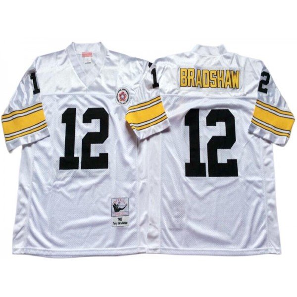 Pittsburgh Steelers #12 Terry Bradshaw Throwback White Jersey