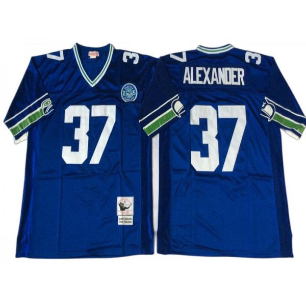 Seattle Seahawks #37 Shaun Alexander Throwback Blue Jersey