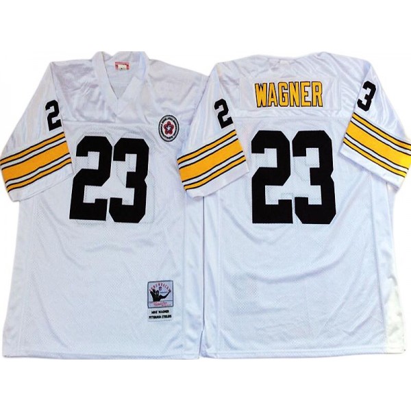 Pittsburgh Steelers #23 Mike Wagner Throwback White Jersey