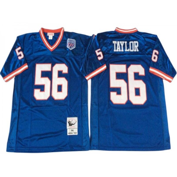 New York Giants #56 Lawrence Taylor 1990 Throwback Blue Jersey