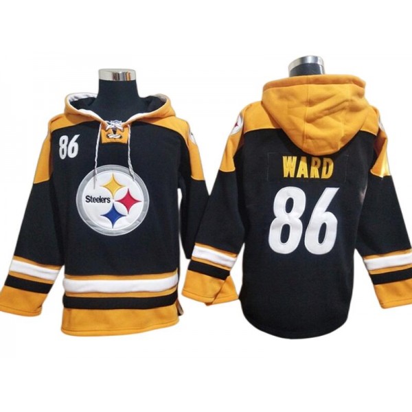 Pittsburgh Steelers #86 Hines Ward Black Hoodie Jersey