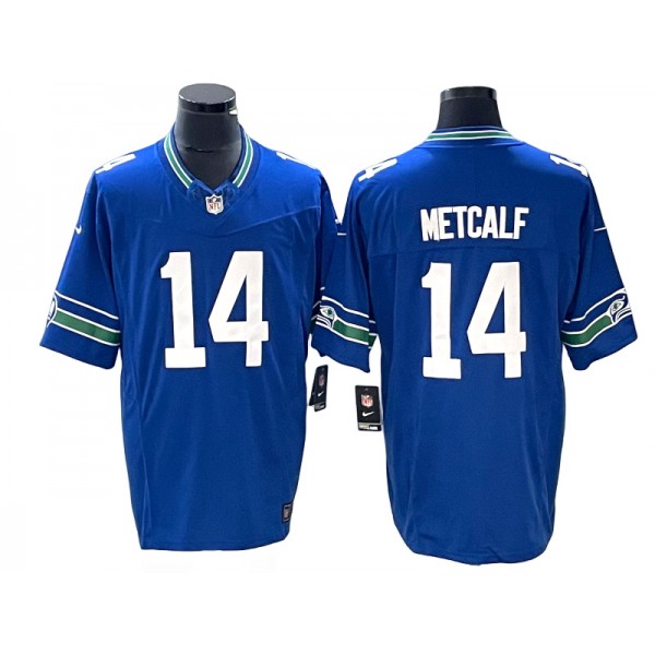 Seattle Seahawks #14 DK Metcalf Royal Throwback Vapor F.U.S.E. Limited Jersey