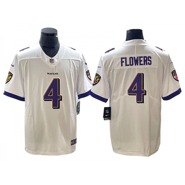 Baltimore Ravens #4 Zay Flowers White Vapor Limited Jersey