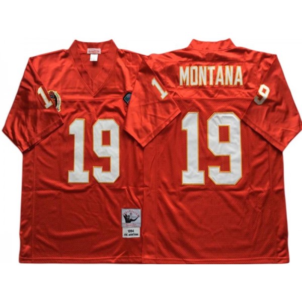 Kansas City Chiefs #19 Joe Montana Throwback Red Jersey