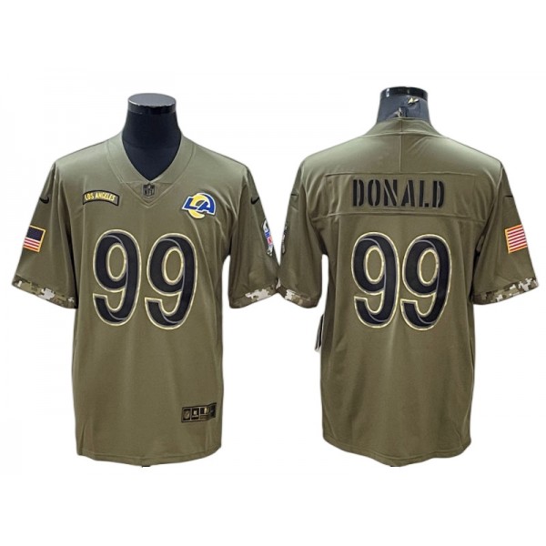 Los Angeles Rams #99 Aaron Donald 2022 Olive Salute To Service Limited Jersey