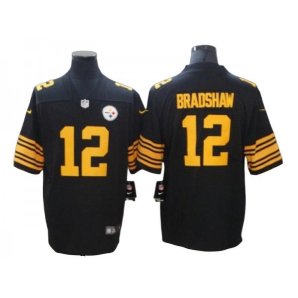 Pittsburgh Steelers #12 Terry Bradshaw Black Color Rush Limited Jersey