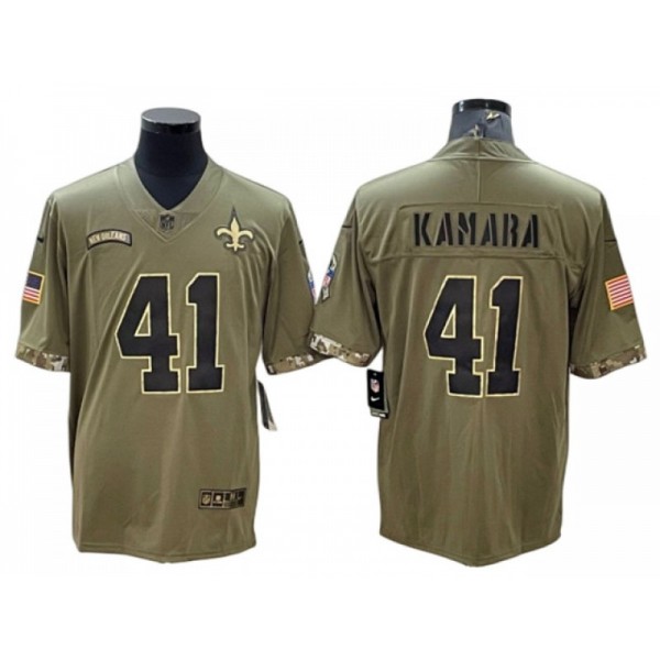 New Orleans Saints #41 Alvin Kamara 2022 Olive Salute To Service Limited Jersey