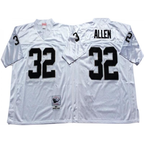 Raiders #32 Marcus Allen Throwback White Jersey