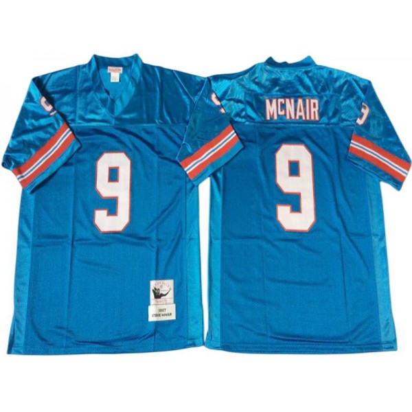 Houston Oilers #9 Steve McNair Light Blue 1997 Throwback Jersey