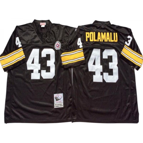 Pittsburgh Steelers #43 Troy Polamalu Throwback Black Jersey