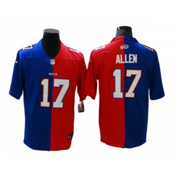 Buffalo Bills #17 Josh Allen Split Blue/Red Vapor Limited Jersey