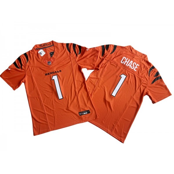 Cincinnati Bengals #1 Ja'Marr Chase Orange Vapor F.U.S.E. Limited Jersey