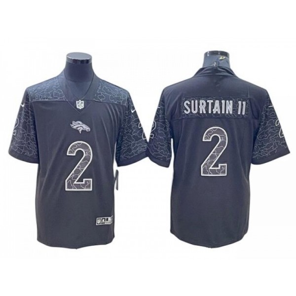 Denver Broncos #2 Pat Surtain II Black RFLCTV Limited Jersey