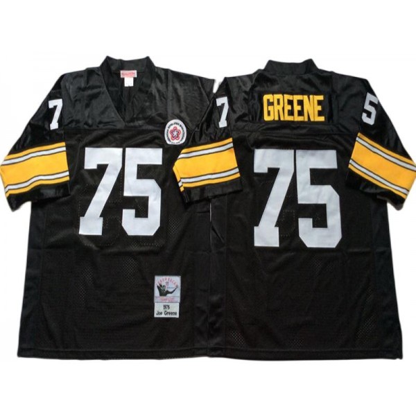 Pittsburgh Steelers #75 Joe Greene 1975 Throwback Black Jersey