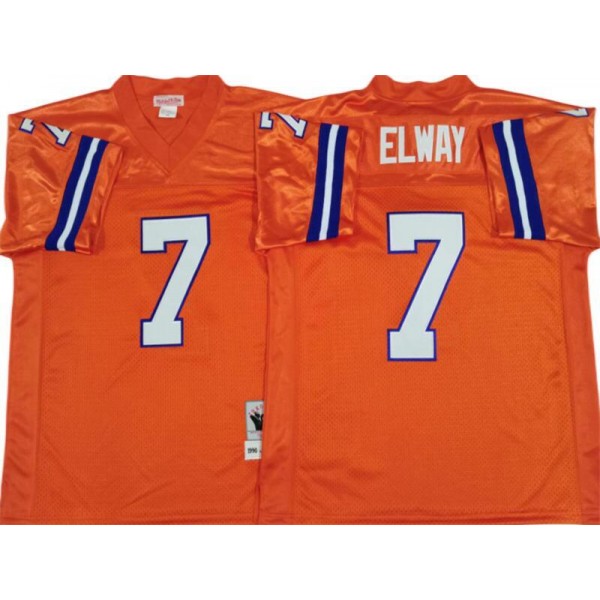 Denver Broncos #7 John Elway 1990 Throwback Orange  Jersey