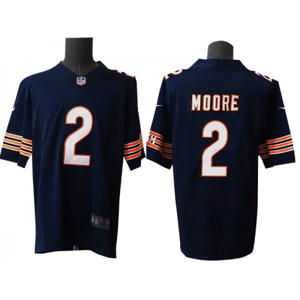 Chicago Bears #2 D.J. Moore Navy Vapor Limited Jersey