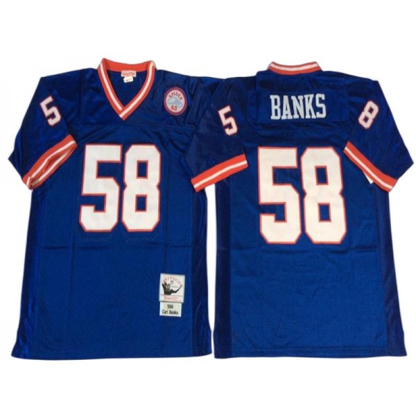 New York Giants #58 Carl Banks 1986 Throwback Blue Jersey