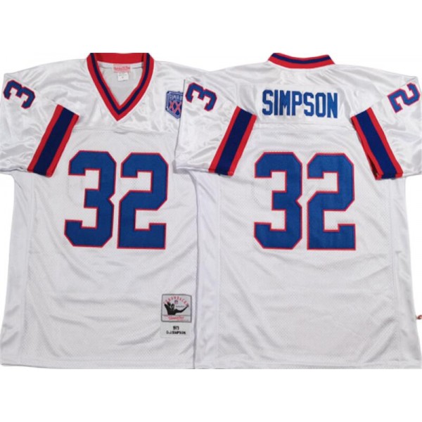 Buffalo Bills #32 O.J. Simpson Throwback White Jersey