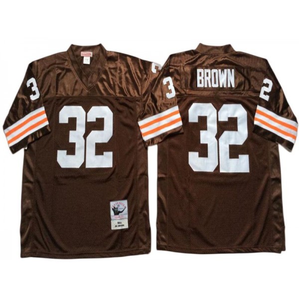 Cleveland Browns #32 Jim Brown 1963 Throwback Brown Jersey