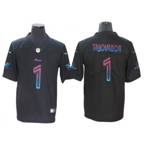 Miami Dolphins #1 Tua Tagovailoa Black City Edition Limited Jersey