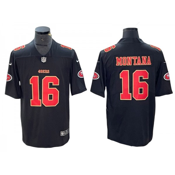 San Francisco 49ers #16 Joe Montana Black Fashion Limited Jersey