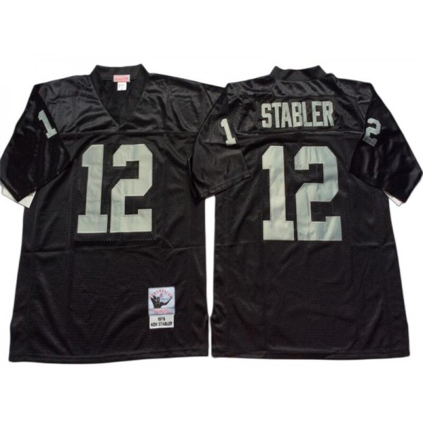 Raiders #12 Ken Stabler Throwback Black Jersey