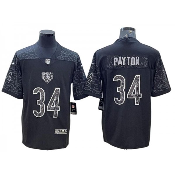 Chicago Bears #34 Walter Payton Black RFLCTV Limited Jersey