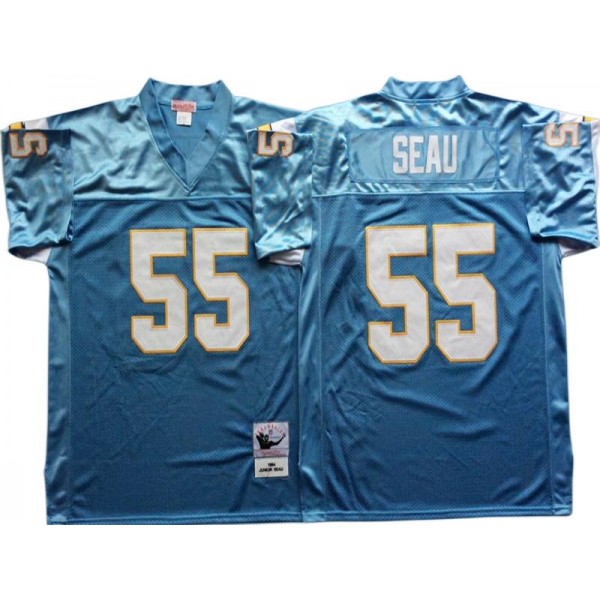 San Diego Chargers #55 Junior Seau Powder Throwback Powder Blue Jersey