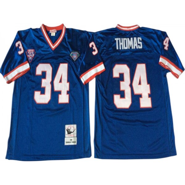 Buffalo Bills #34 Thurman Thomas 1994 Throwback Blue Jersey