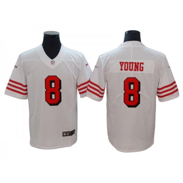 San Francisco 49ers #8 Steve Young White Color Rush Vapor Limited Jersey