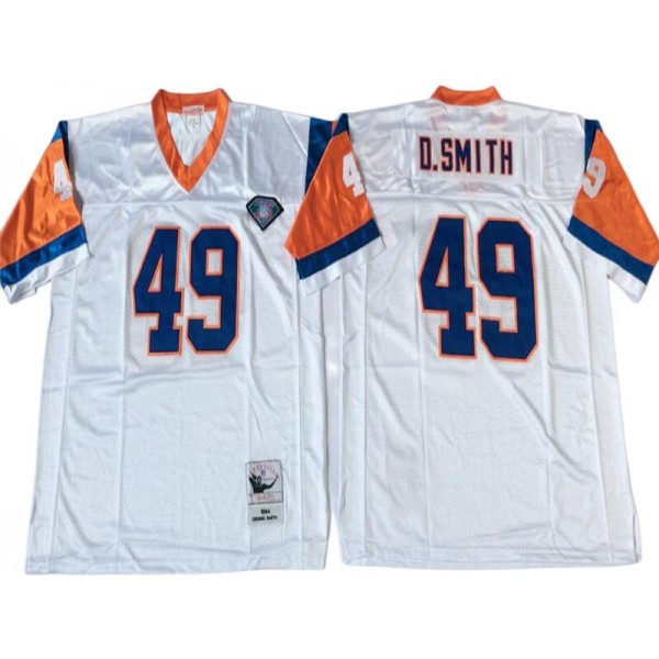 Denver Broncos #49 Dennis Smith 1994 Throwback White Jersey