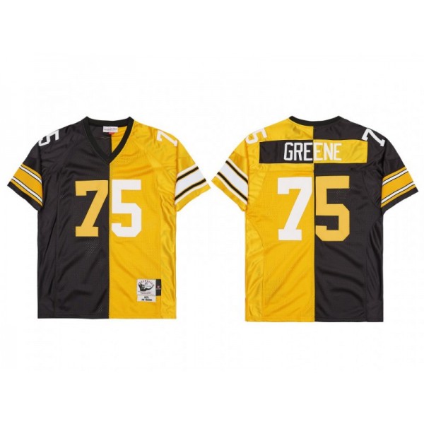 Pittsburgh Steelers #75 Joe Greene Black/Gold 1975 Split Throwback Jersey