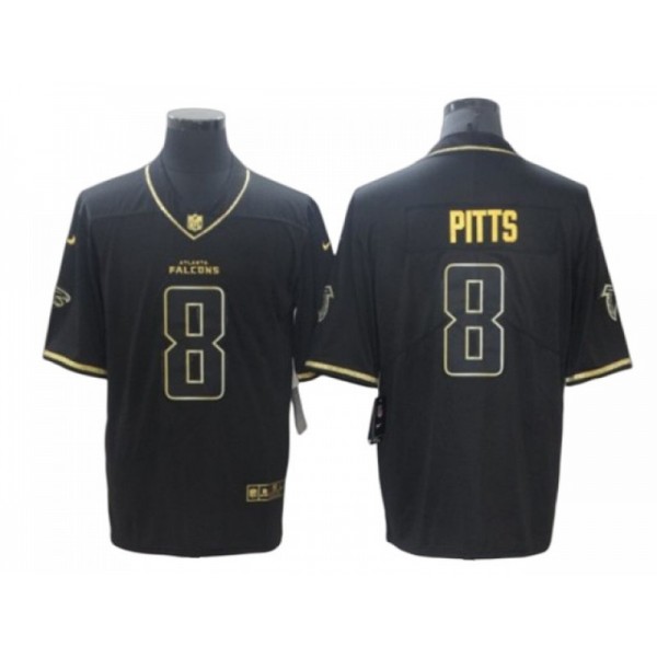 Atlanta Falcons #8 Kyle Pitts Black Gold Vapor Limited Jersey