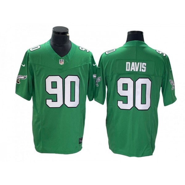 Philadelphia Eagles #90 Jordan Davis Kelly Green Alternate Vapor F.U.S.E. Limited Jersey