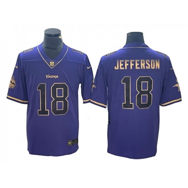 Minnesota Vikings #18 Justin Jefferson Purple Gold Vapor Limited Jersey