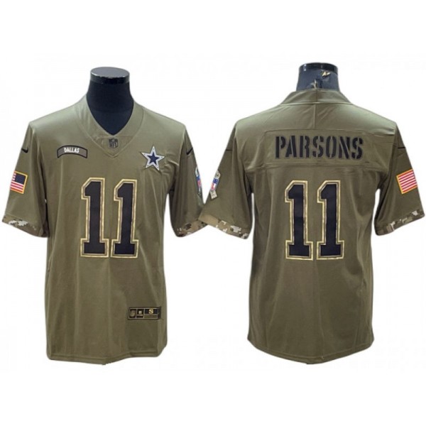 Dallas Cowboys #11 Micah Parsons 2022 Olive Salute To Service Limited Jersey