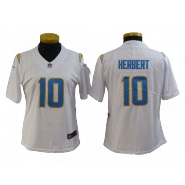 Los Angeles Chargers #10 Justin Herbert Women's White Vapor Limited Jersey