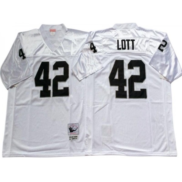 Raiders #42 Ronnie Lott Throwback White Jersey