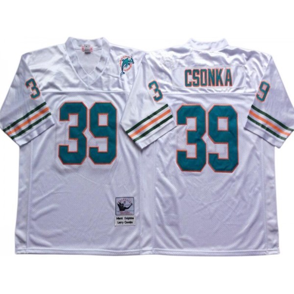 Miami Dolphins #39 Larry Csonka Throwback White Jersey