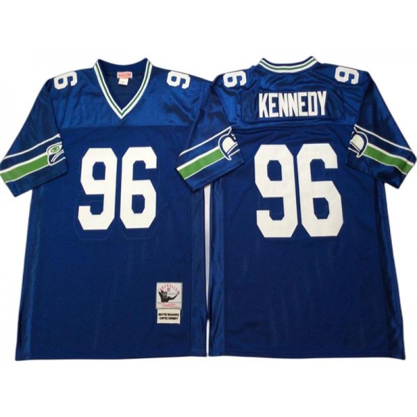 Seattle Seahawks #96 Cortez Kennedy Throwback Blue Jersey