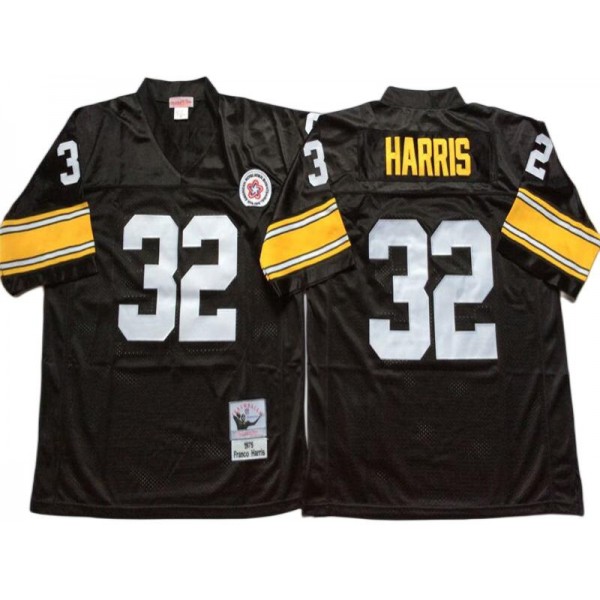 Pittsburgh Steelers #32 Franco Harris Throwback Black Jersey